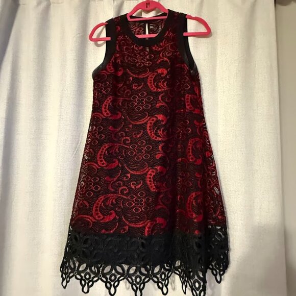 Nanette Lepore Black & Red Lace A-Line Dress – Size 4 - Picture 1 of 3